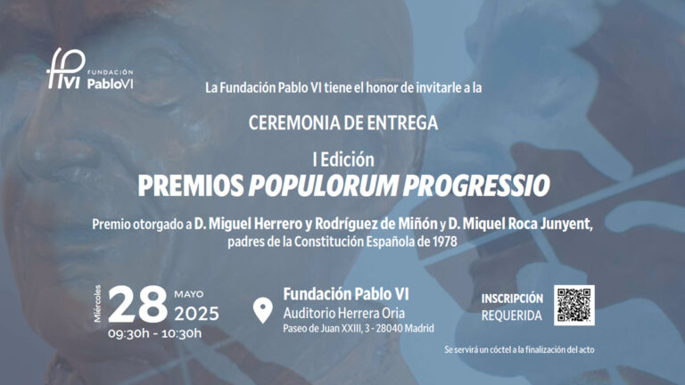 Lee más sobre el artículo Acto solemne de entrega de los premios Populorum Progressio a Miguel Herrero y Rodríguez de Miñón y Miquel Roca Junyent