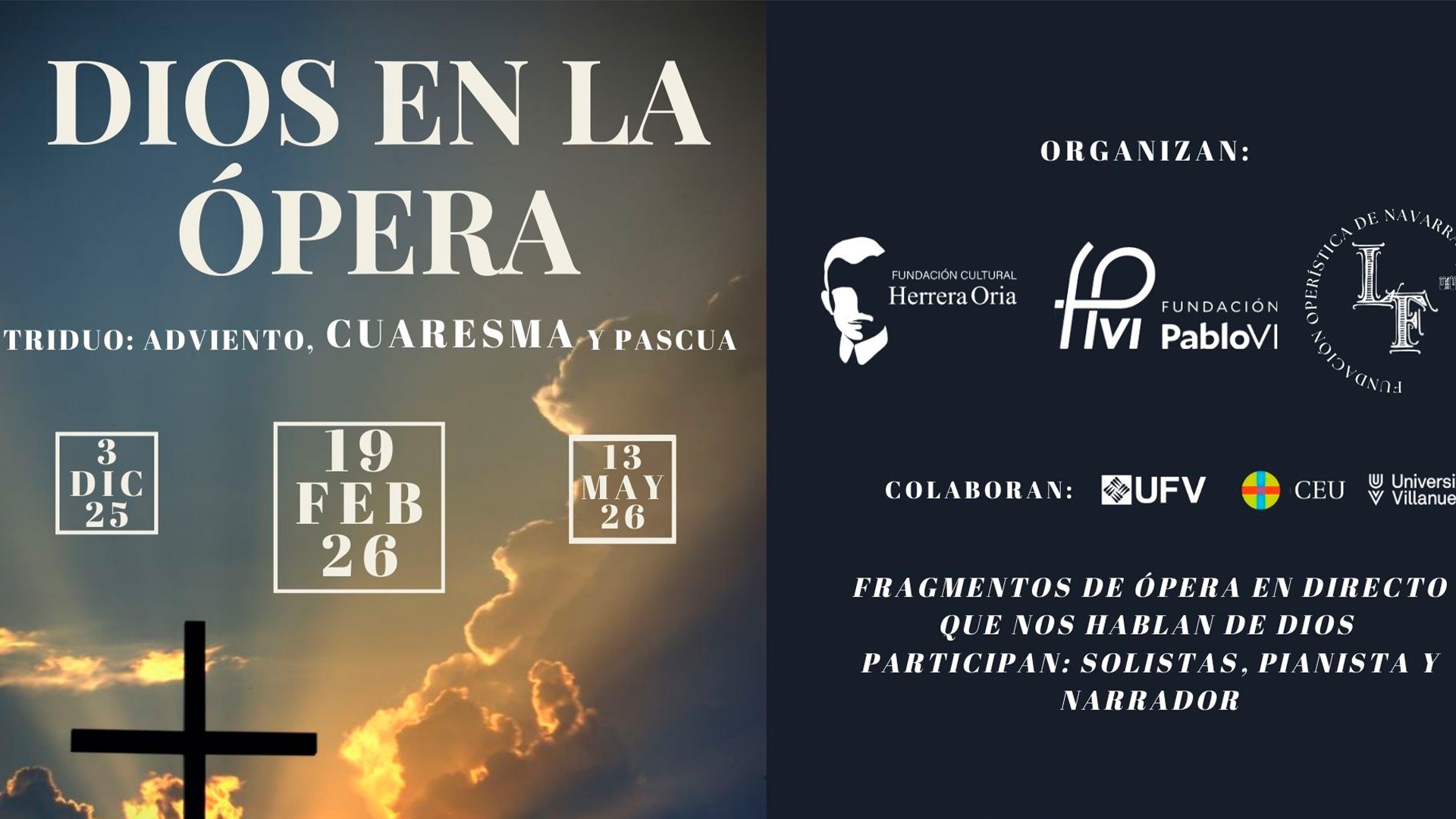 De la lírica a Dios: segundo concierto del ciclo “Dios en la Ópera” para preparar la Cuaresma